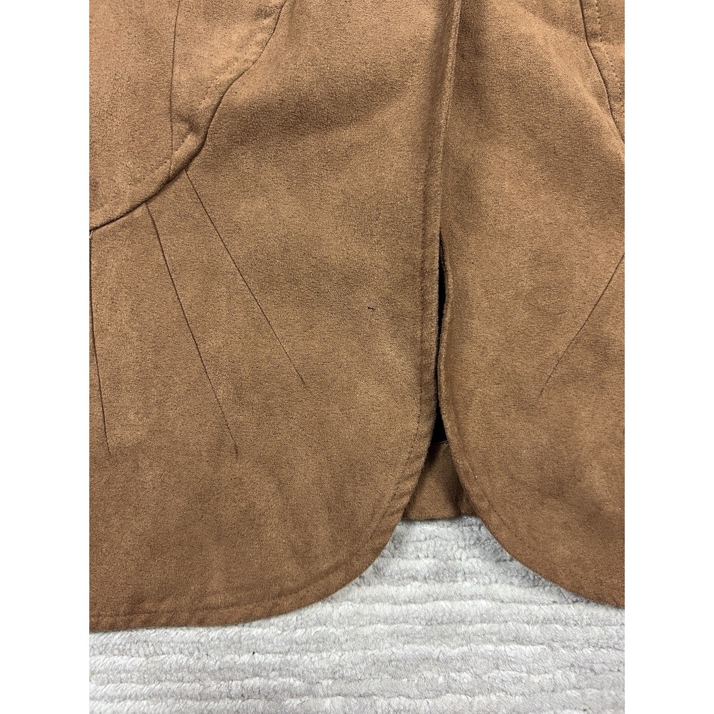 R&K Original Jacket Womens 14 Brown Polyester Open‎ Front Faux Suede Feel - Picture 5 of 14